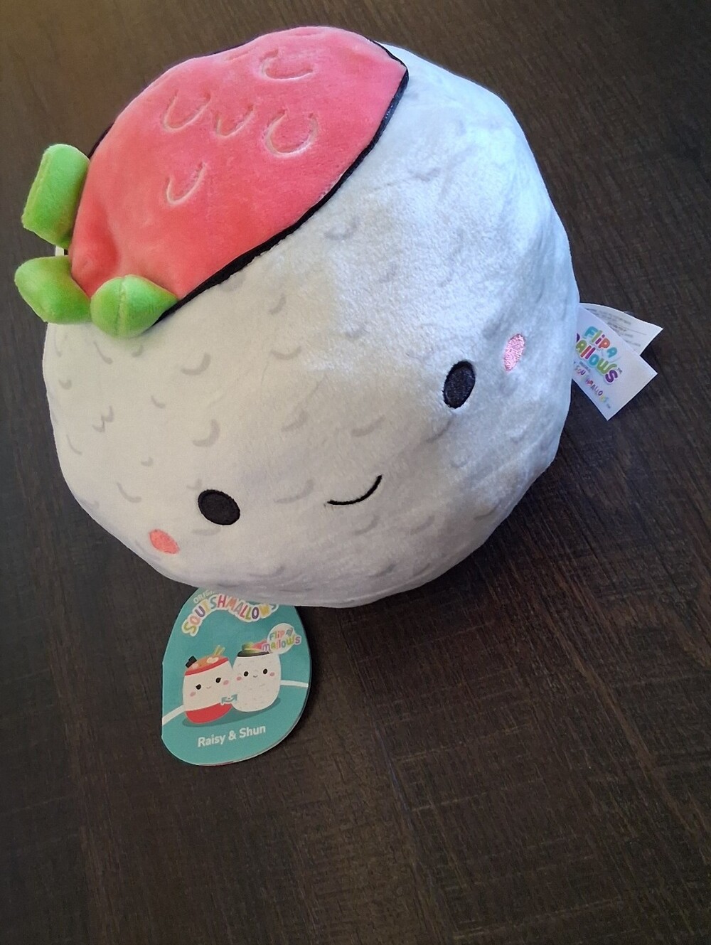 Squishmallows 8-inch Flip-A-Mallow plush Raisy the Ramen and Shun the Sushi Roll